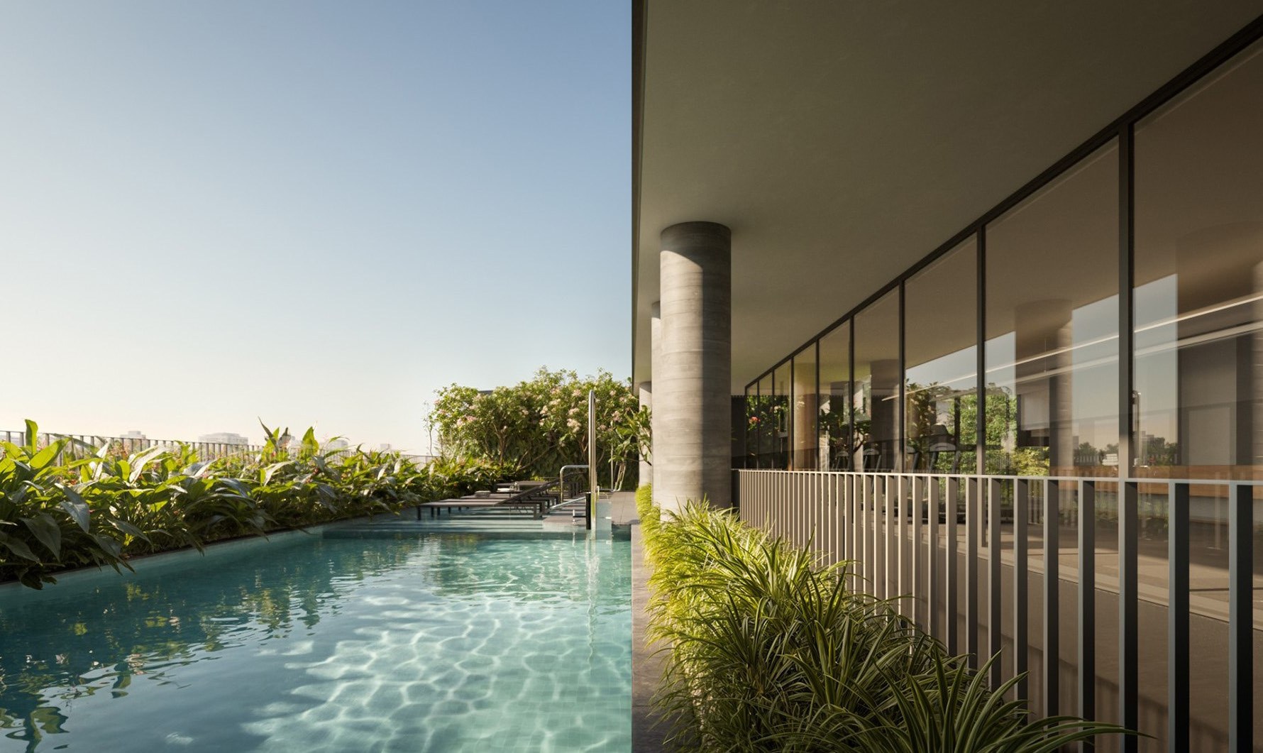 Piscina descoberta e solarium — RFM Jardins, Jardim América, São Paulo