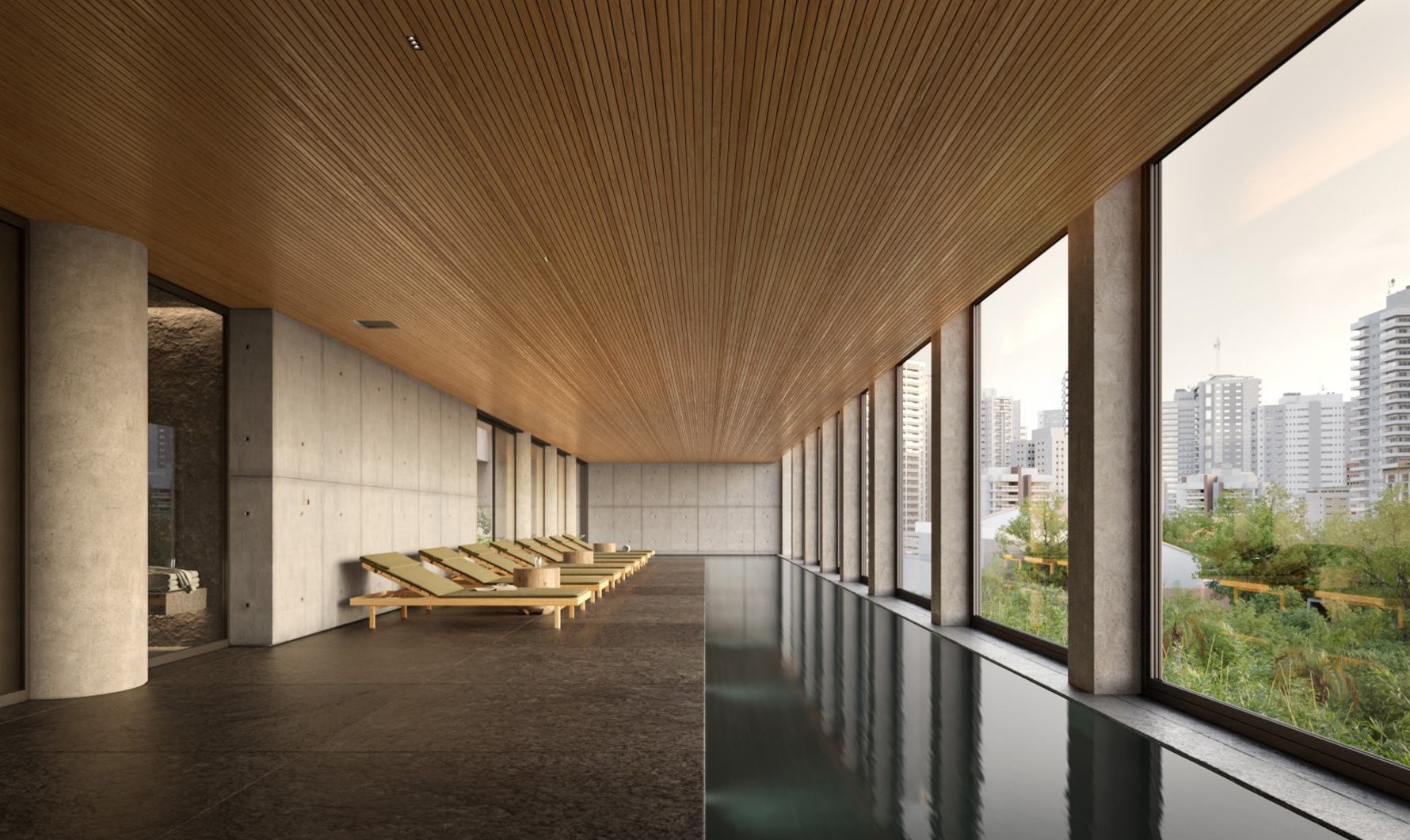 Piscina coberta com raia — RFM Jardins, Jardim América, São Paulo