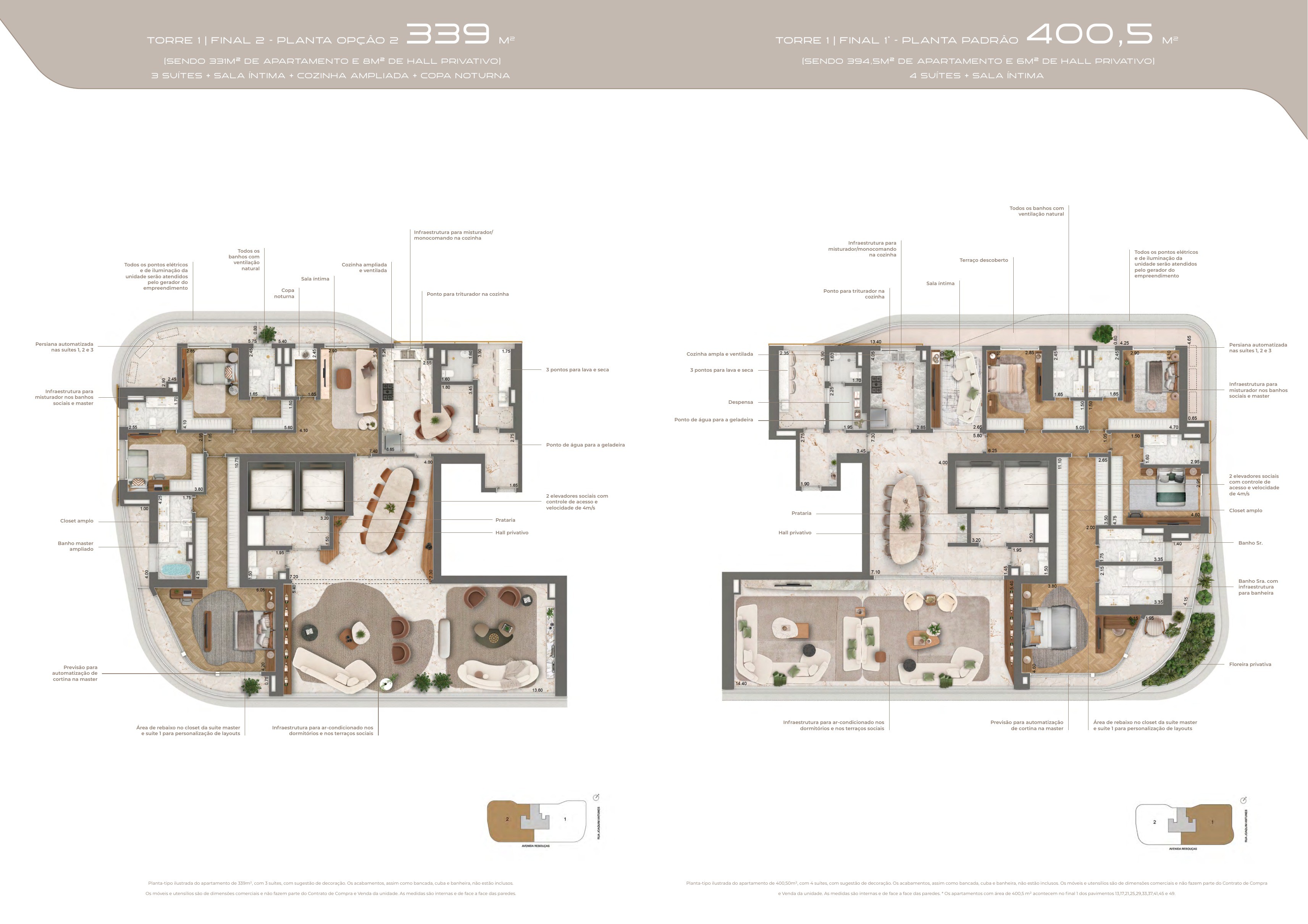 Opções de 339 e 400,5 m² — Epic Apartments