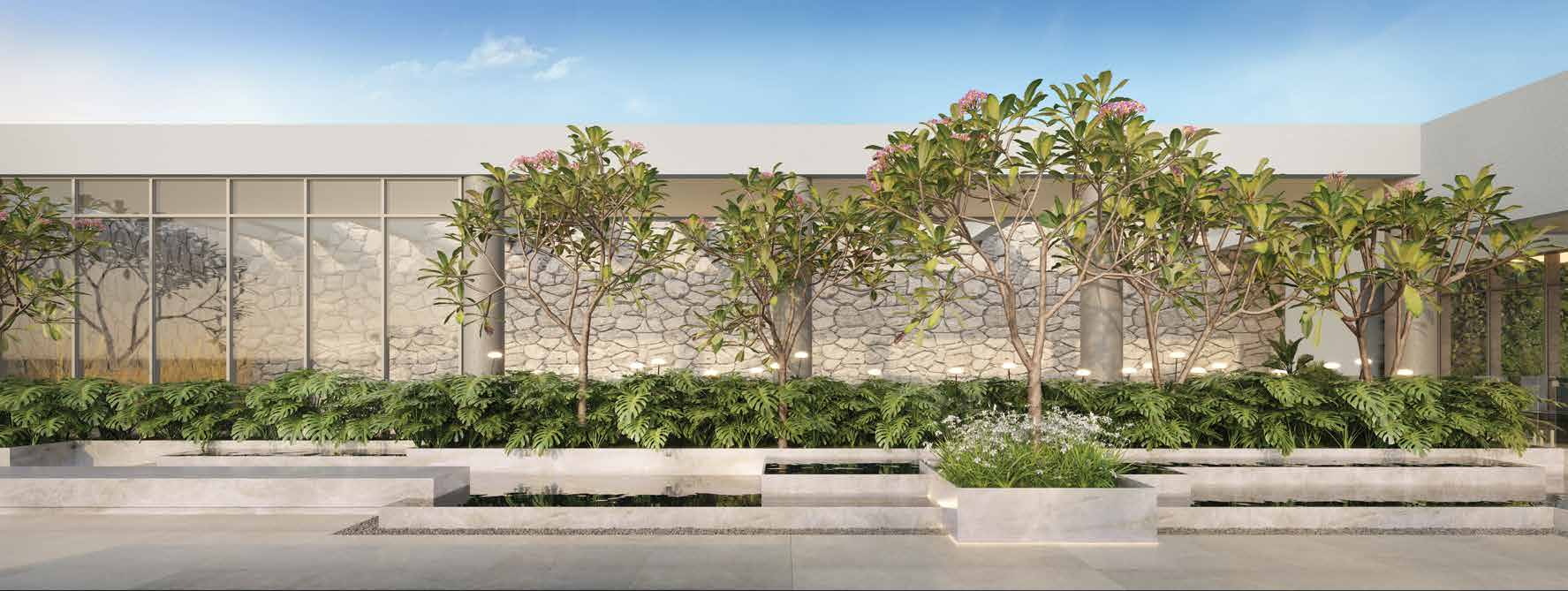 Lounge externo com espelho d'água — Lindenberg Vista Brooklin, São Paulo